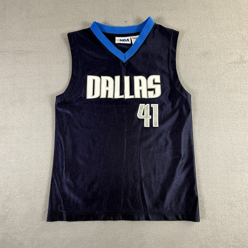 Vintage‎ DIRK NOWITZKI #41 Jersey Dallas Mavericks Blue Youth Medium